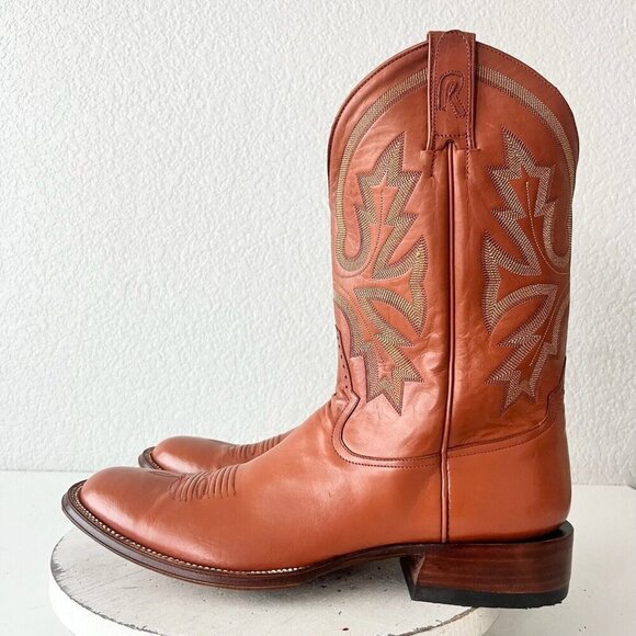 Rod Patrick Mens Cowboy Boots 14 AA Brown Benedictine Buffalo Leather Round Toe - Picture 4 of 12